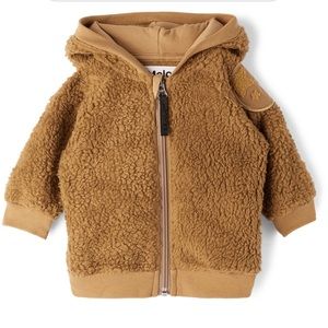 Molo Teddy Sherpa Zip Hoodie in Caramel Brown